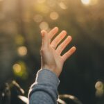shallow focus photography of person raising hand