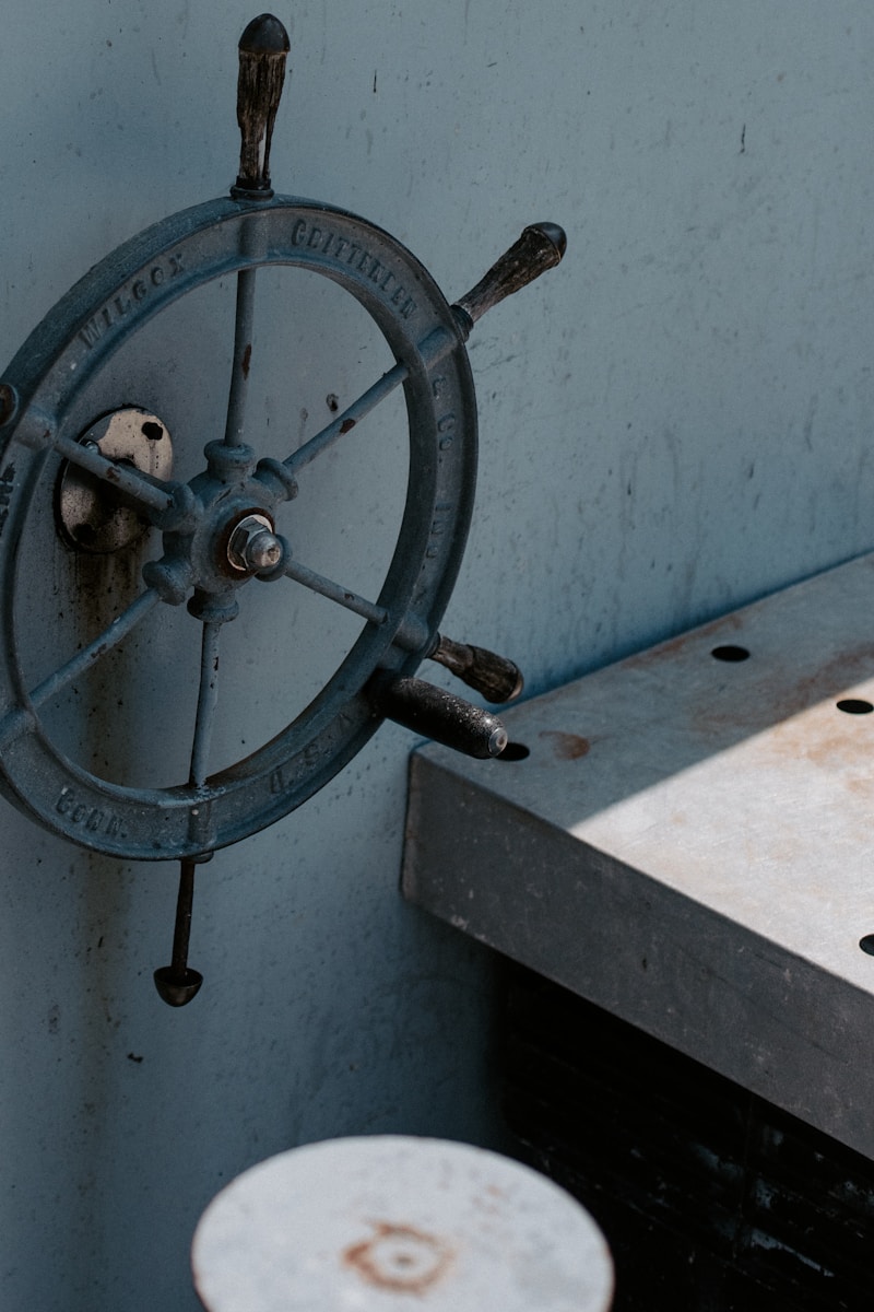 a steering wheel mounted to the side of a wall
