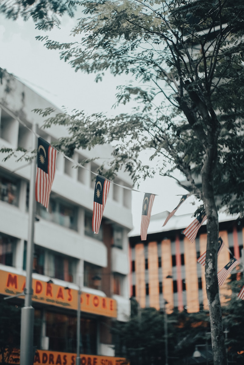 white red and black concrete building