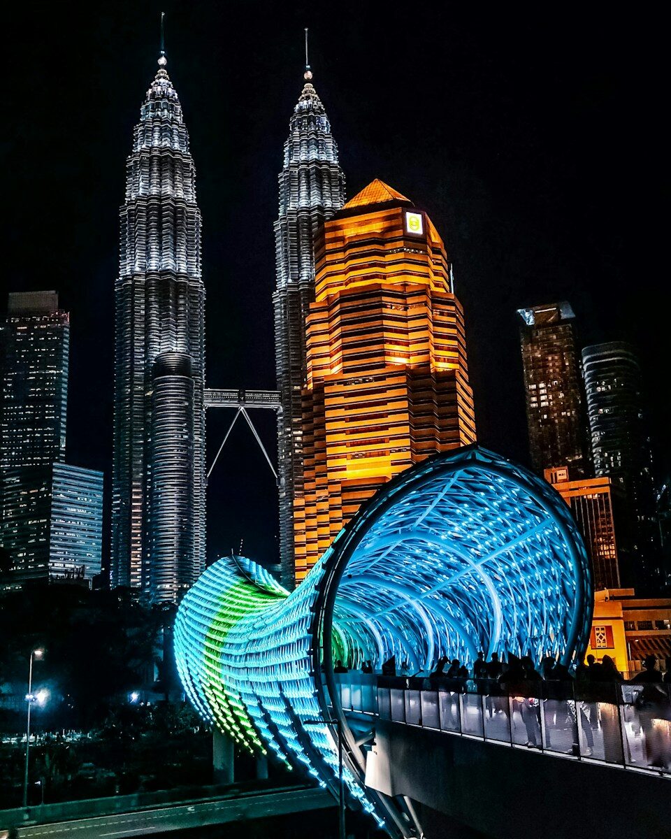 lighted city buildings during night time